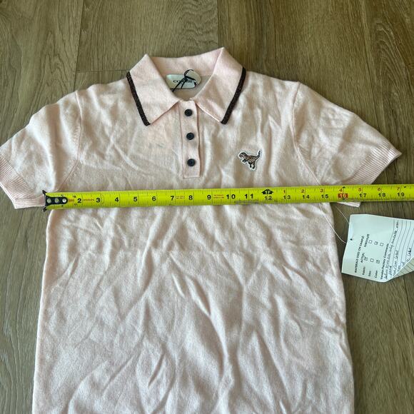 COACH 1941 Women's Knit Polo Shirt with Rexy Patch Size S In Pink - Picture 5 of 10